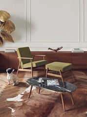 Podnóżek Fox w tkaninie Velvet Mustard