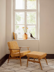 Podnóżek Fox w tkaninie Marble Mustard