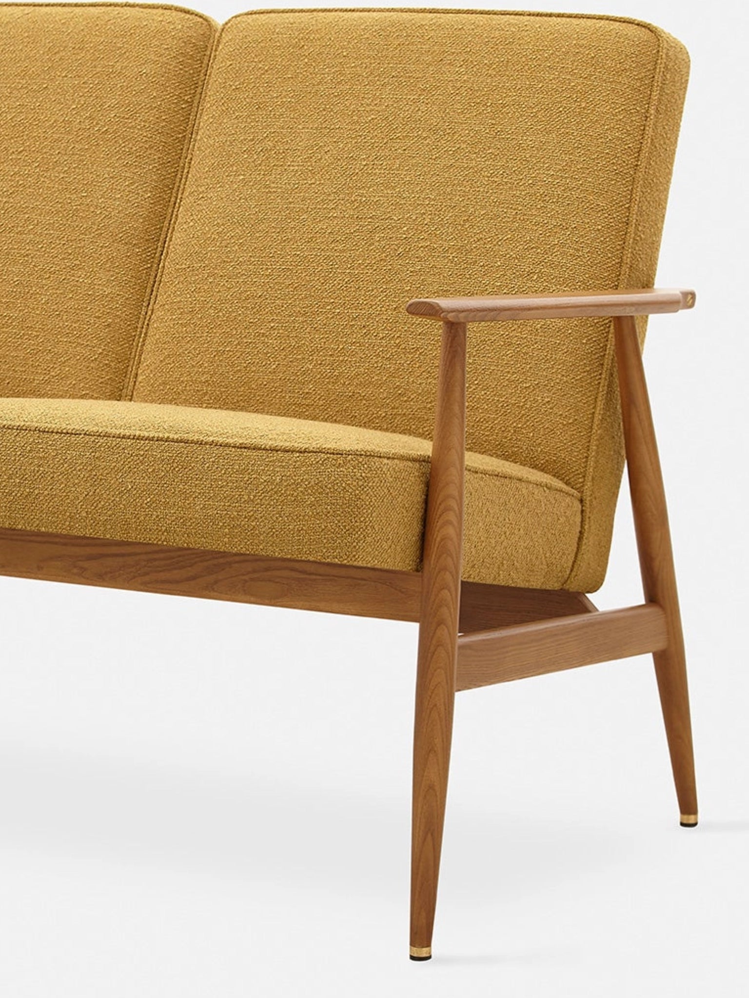 Sofa dzielona Fox w tkaninie Boucle Mustard