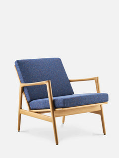 Fotel Stefan w tkaninie Grain Bleu Nuit