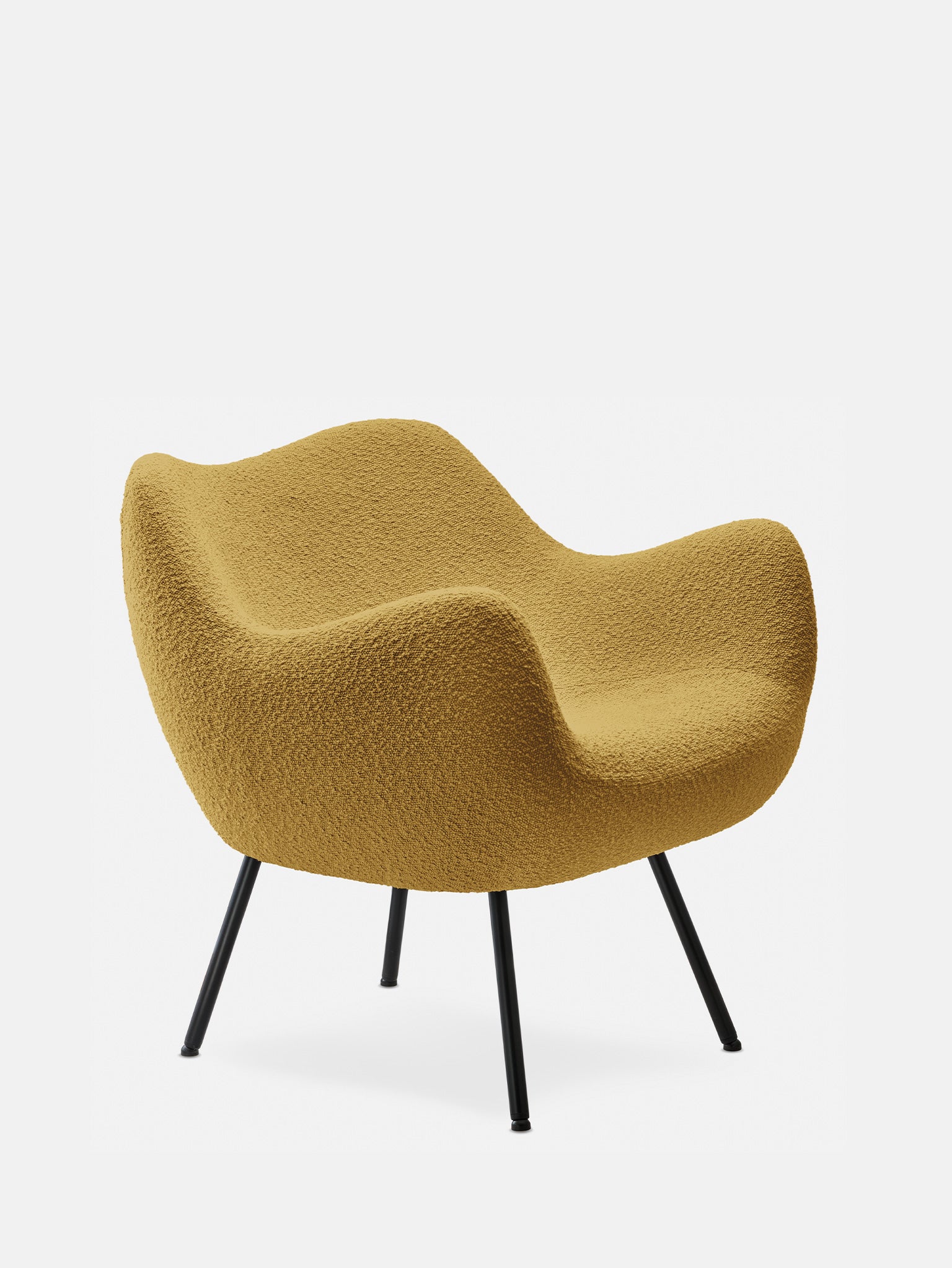 Fotel RM58 Soft w tkaninie Boucle Mustard