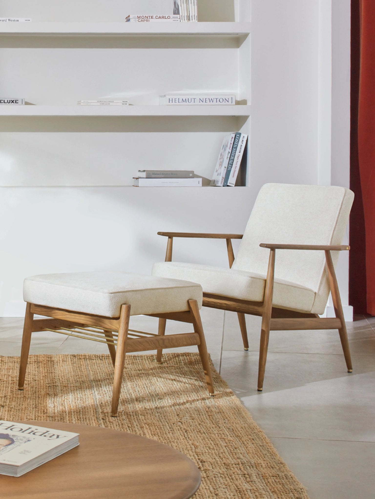 Fauteuil Fox en tissu Boucle Olive