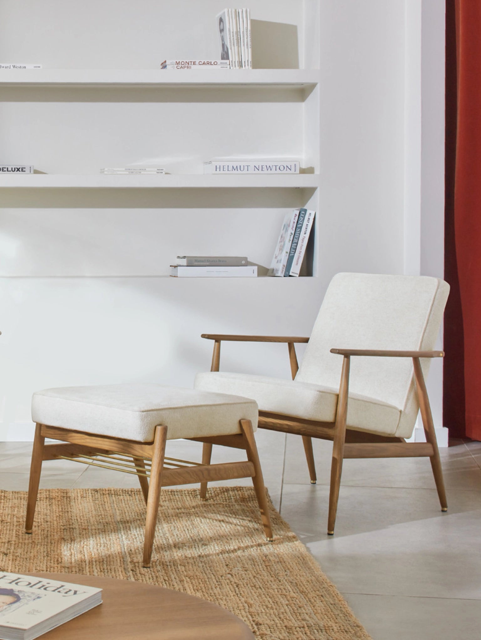 Repose-pied Fox en tissu Cord Creme