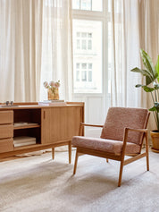 Fauteuil Stefan en tissu Grain Peche