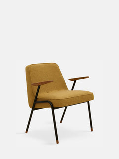 Fotel 366 Metal w tkaninie Boucle Mustard