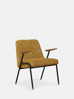 Fotel 366 Metal w tkaninie Marble Mustard