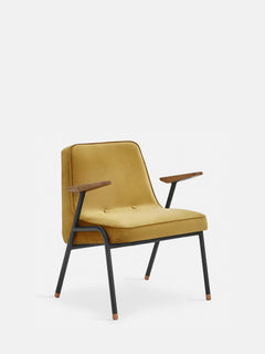 Fotel 366 Metal w tkaninie Velvet Mustard